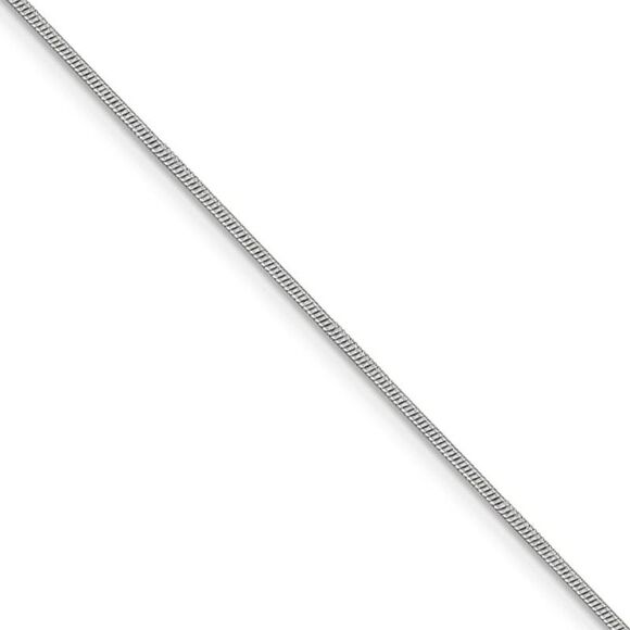 1.1mm, 14k White Gold, Round Solid Snake Chain Necklace, 18 Inch
